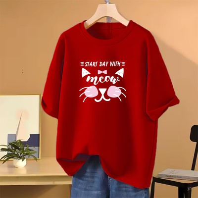 Meow -Drop shoulder T-shirt for Women