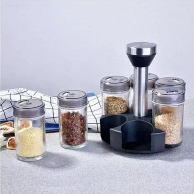DS2135 6-Jar Seasoning Organizer Holder Rotation Shelf Tower Revolving Spice Spice Organizer With 6 Spice Jars