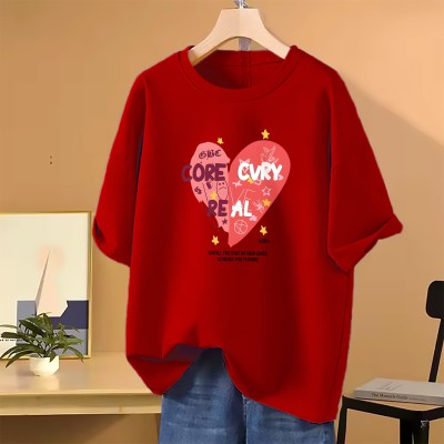 Drop shoulder T-shirt for Women (Red)